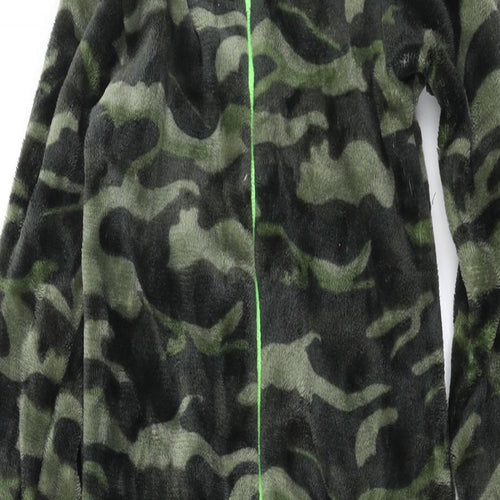 Primark Boys Green Camouflage Fleece  One Piece Size 6-7 Years  - onesie