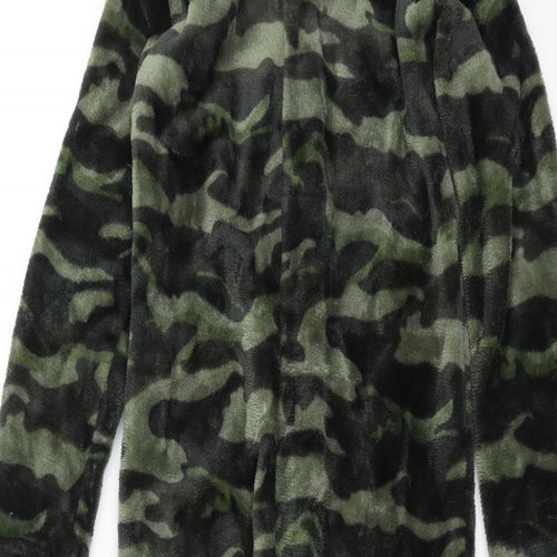 Primark Boys Green Camouflage Fleece  One Piece Size 6-7 Years  - onesie