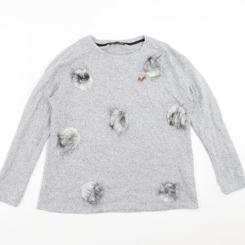 Zara Womens Grey   Pullover Jumper Size S  - fluffy detail