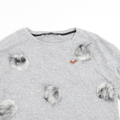 Zara Womens Grey   Pullover Jumper Size S  - fluffy detail
