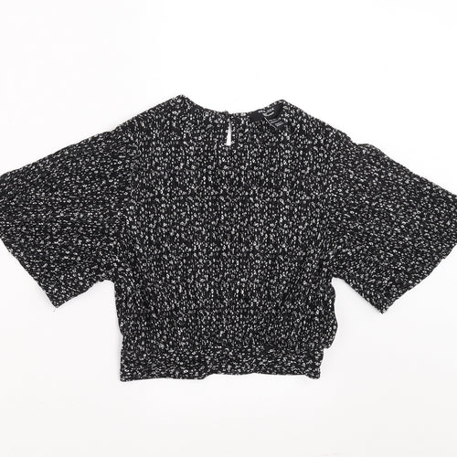 New Look Girls Black Floral  Basic Blouse Size 10-11 Years