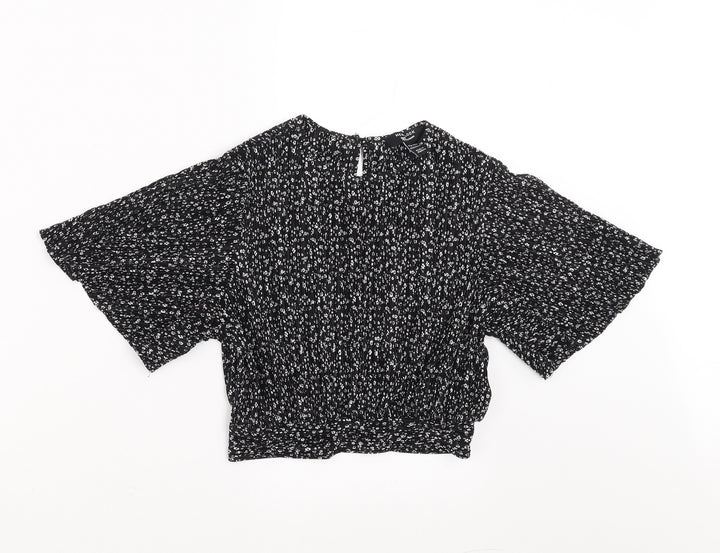 New Look Girls Black Floral  Basic Blouse Size 10-11 Years