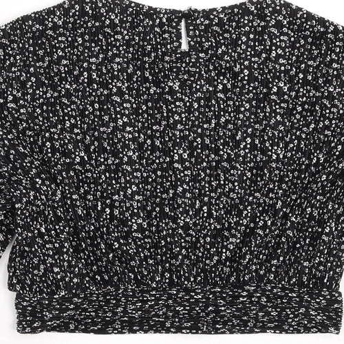 New Look Girls Black Floral  Basic Blouse Size 10-11 Years