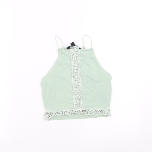 New Look Girls Green   Cropped T-Shirt Size 10-11 Years  - crochet detail