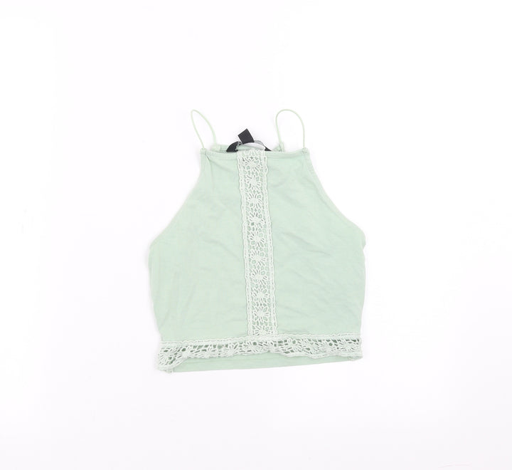 New Look Girls Green   Cropped T-Shirt Size 10-11 Years  - crochet detail
