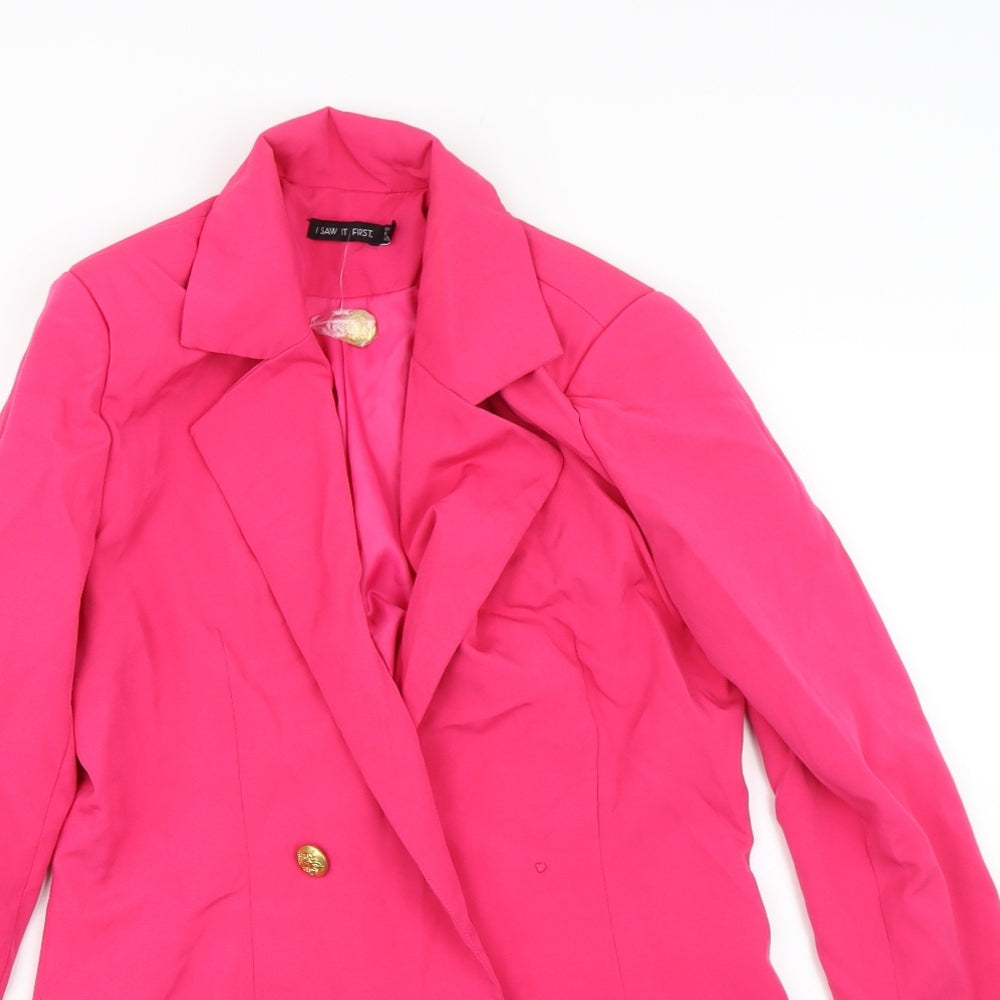 I SAW IT FIRST Womens Pink   Overcoat Coat Size 8