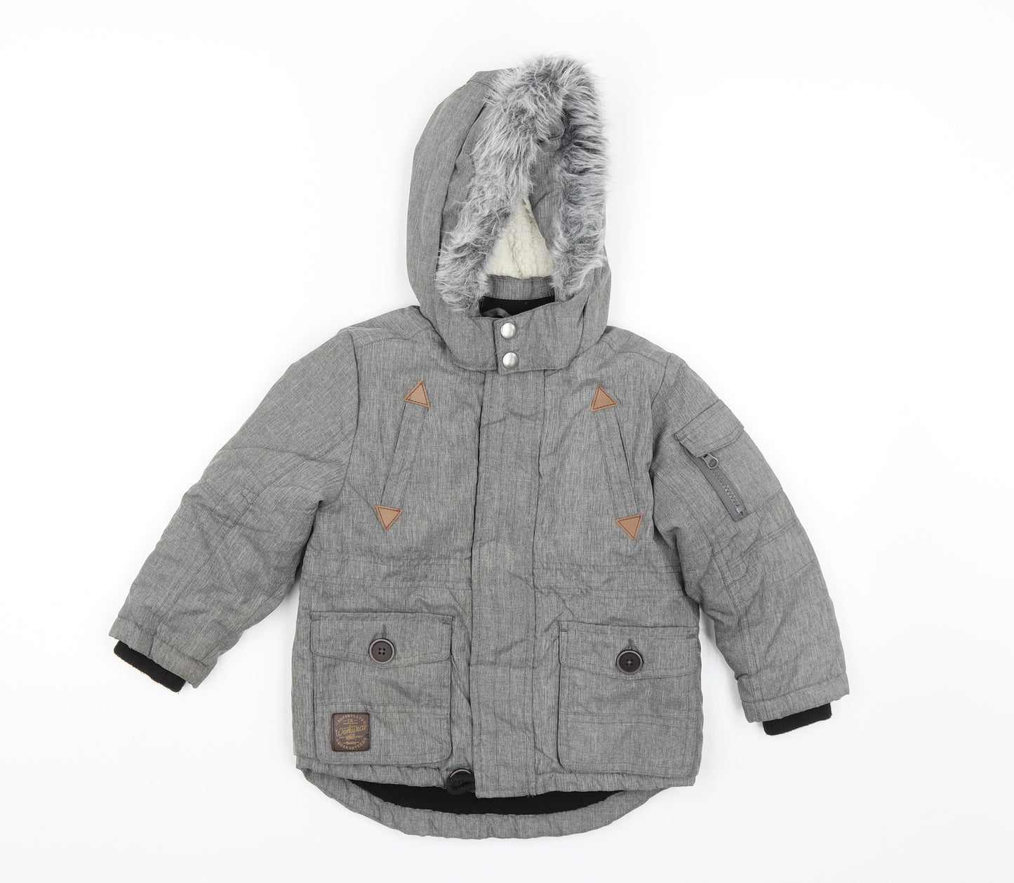 TU Boys Grey   Parka Coat Size 2-3 Years