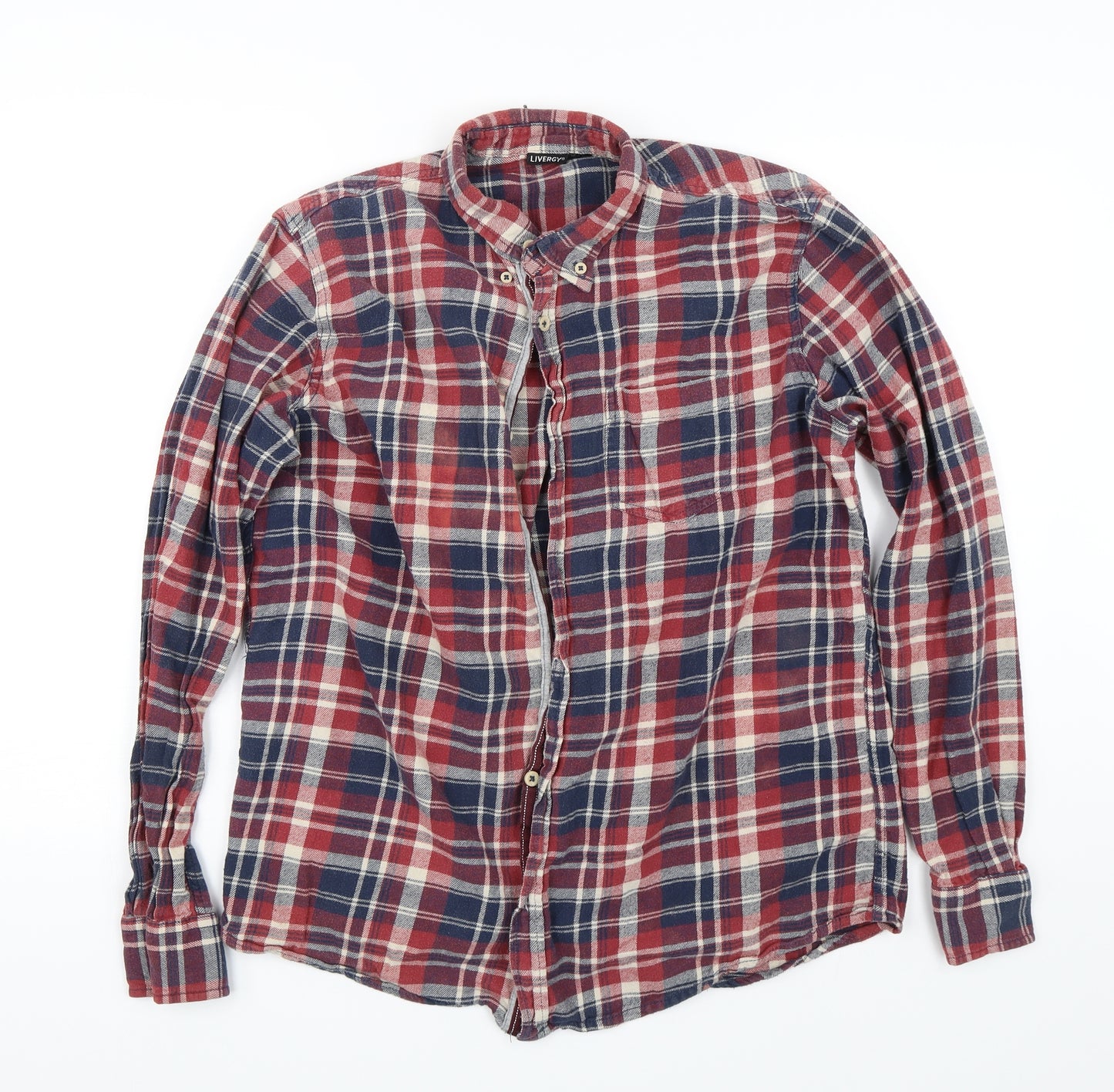 Livergy Mens Multicoloured Check   Button-Up Size L