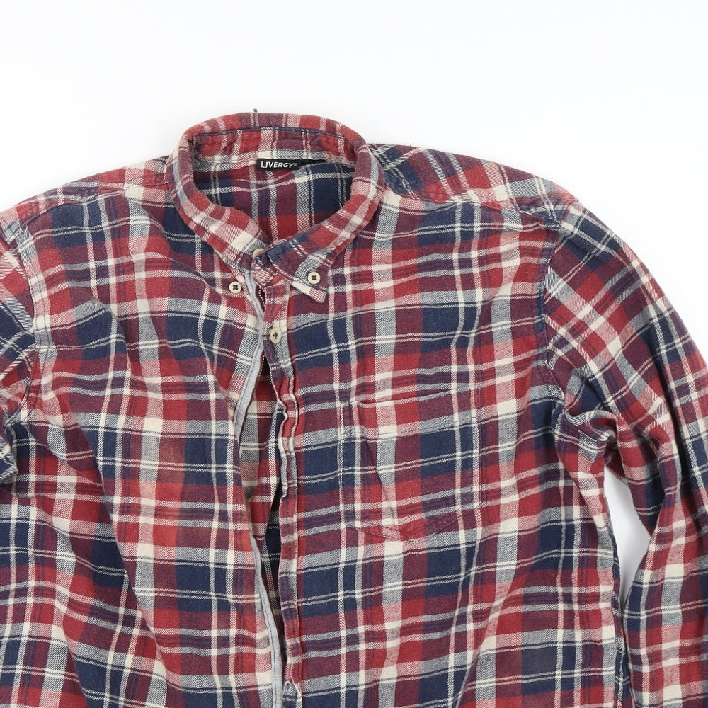 Livergy Mens Multicoloured Check   Button-Up Size L