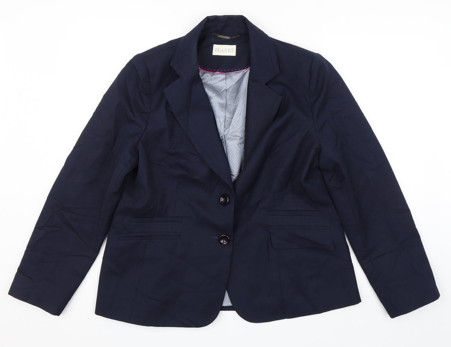 Panet Womens Blue Spotted  Jacket Suit Jacket Size 16