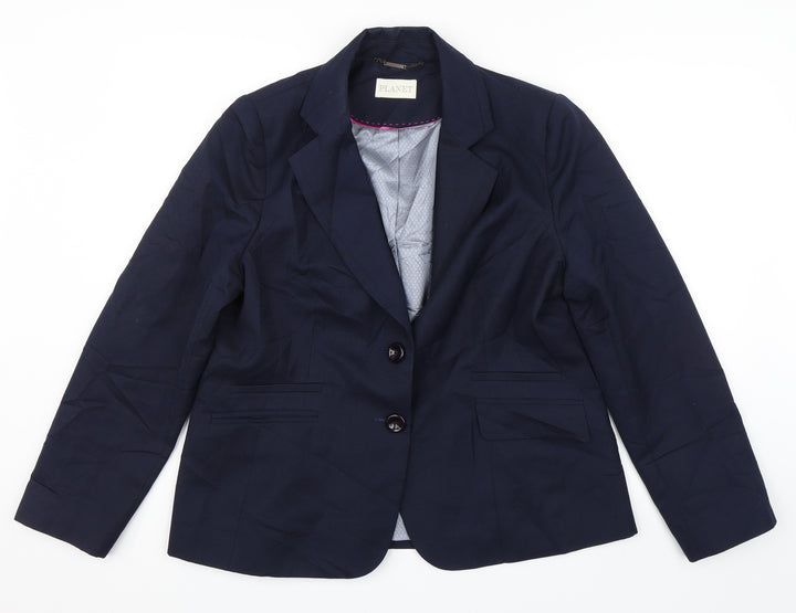 Panet Womens Blue Spotted  Jacket Suit Jacket Size 16