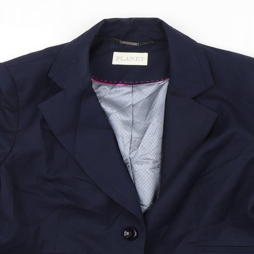 Panet Womens Blue Spotted  Jacket Suit Jacket Size 16