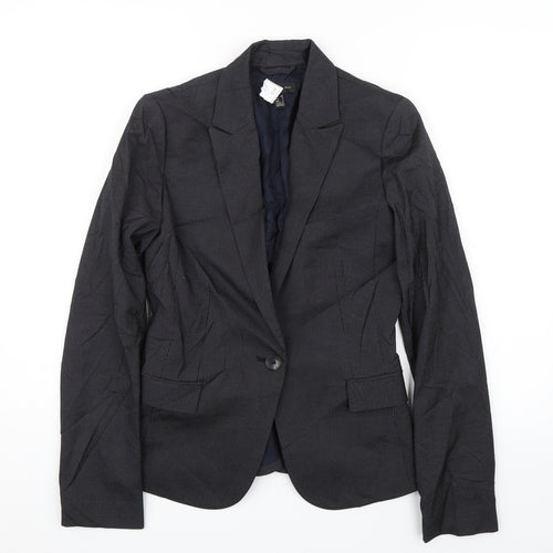 Mango Womens Black Striped  Jacket Suit Jacket Size 8