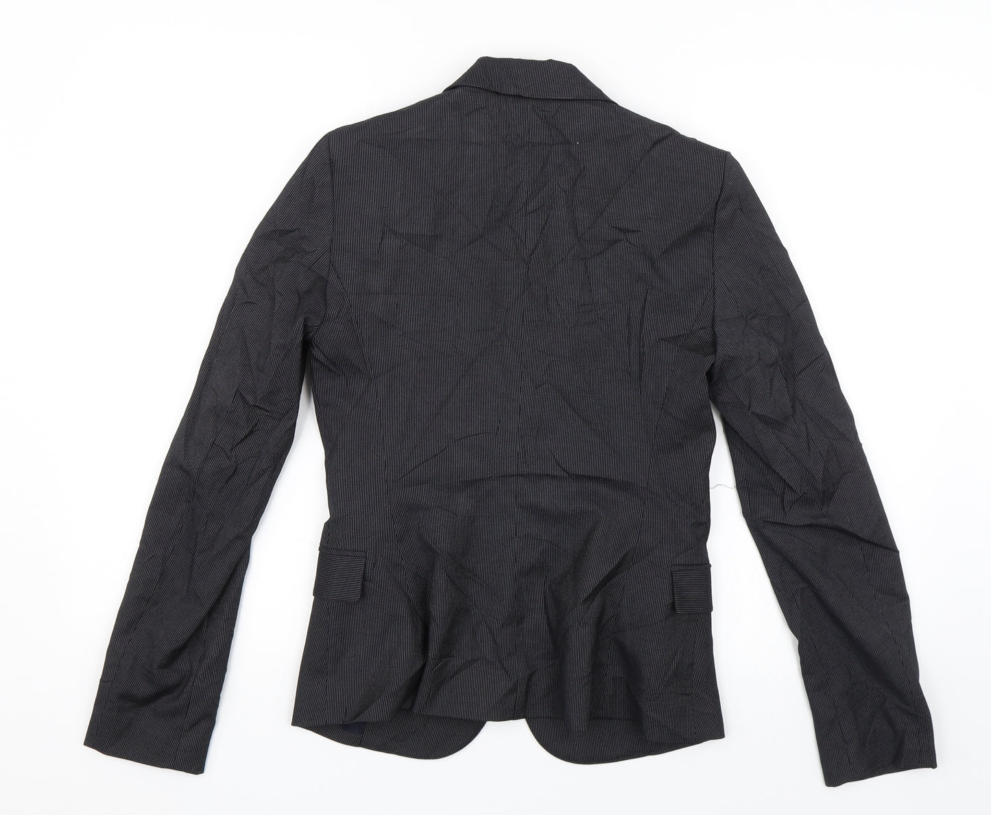 Mango Womens Black Striped  Jacket Suit Jacket Size 8