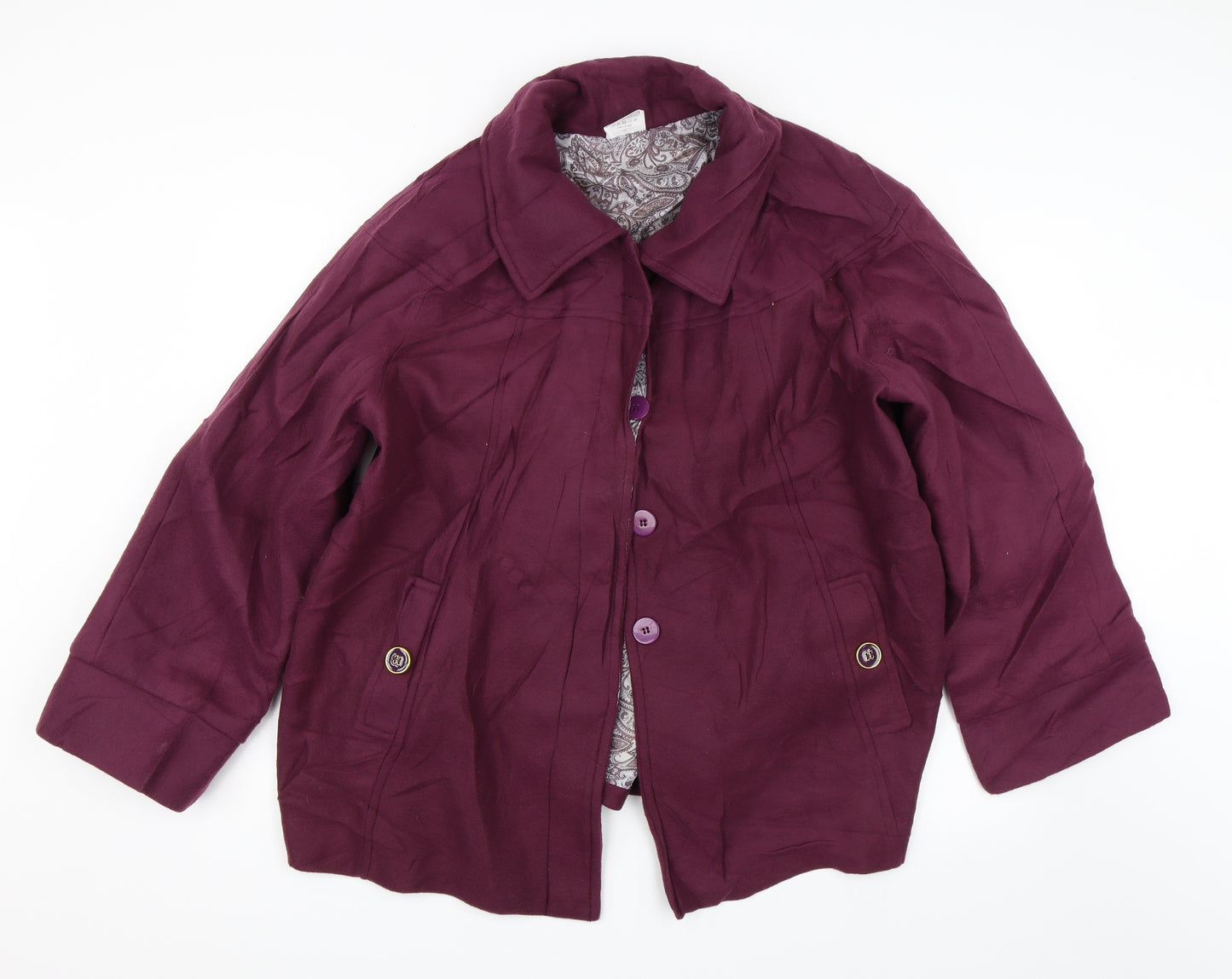 Anne De Lancay Womens Purple   Overcoat Coat Size XL