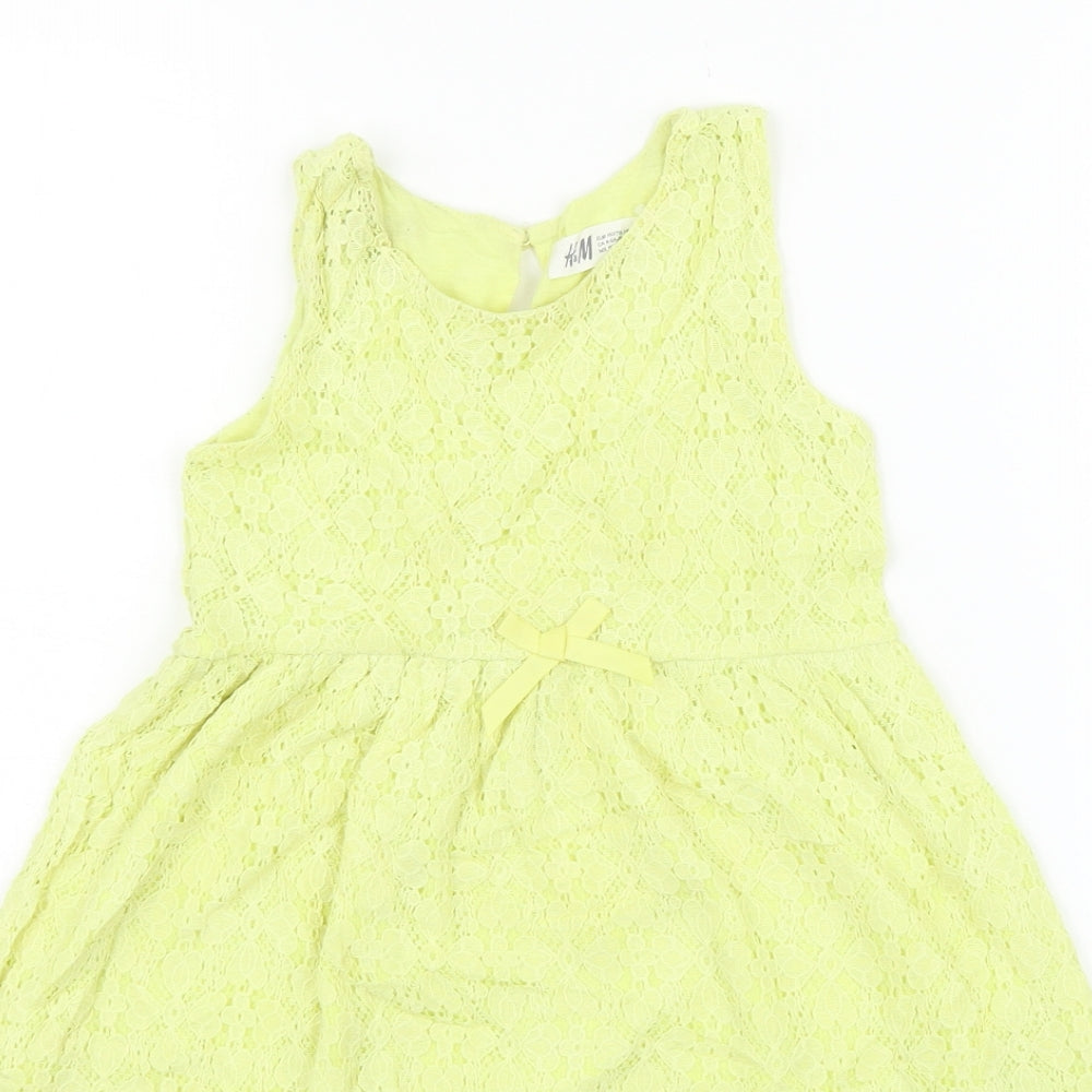 H&M Girls Yellow   Fit & Flare  Size 5-6 Years