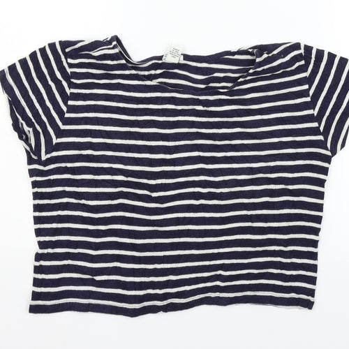 FOREVER 21 Womens Blue Striped  Basic T-Shirt Size L