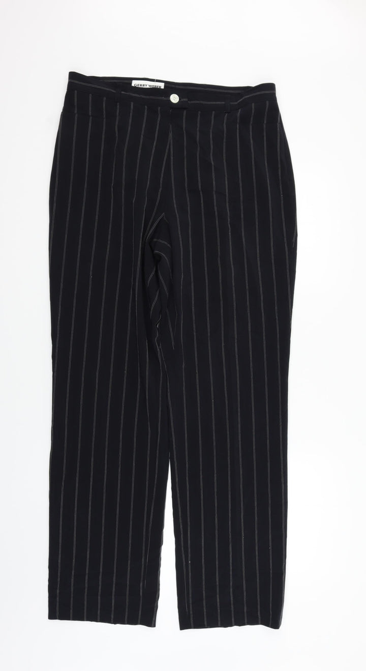 Gerry Weber Womens Black Striped Trousers Size 16 L31 in