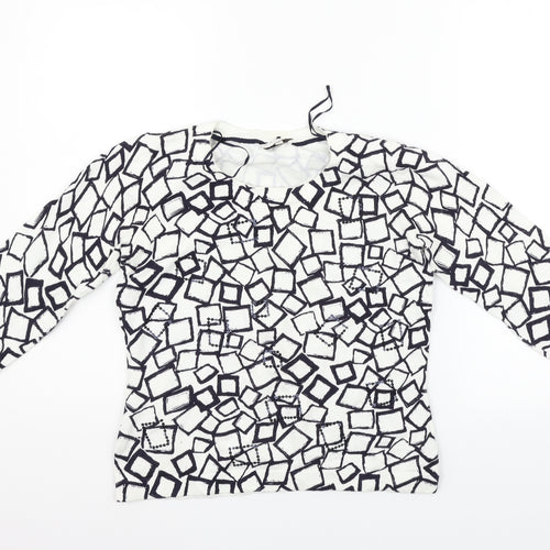 county casual Womens White Geometric  Pullover Jumper Size S
