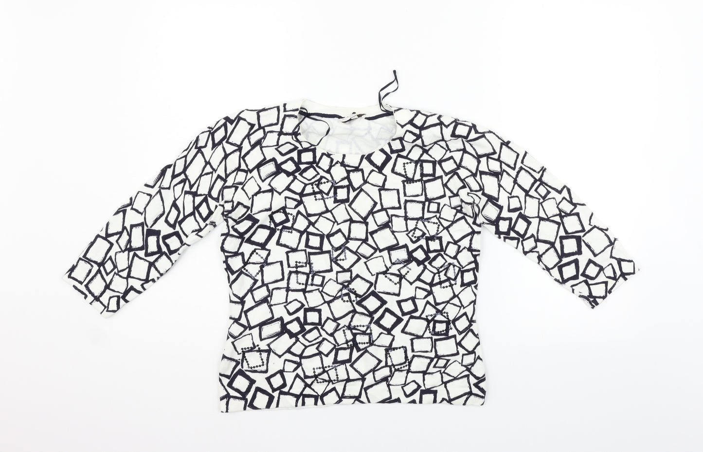 county casual Womens White Geometric  Pullover Jumper Size S