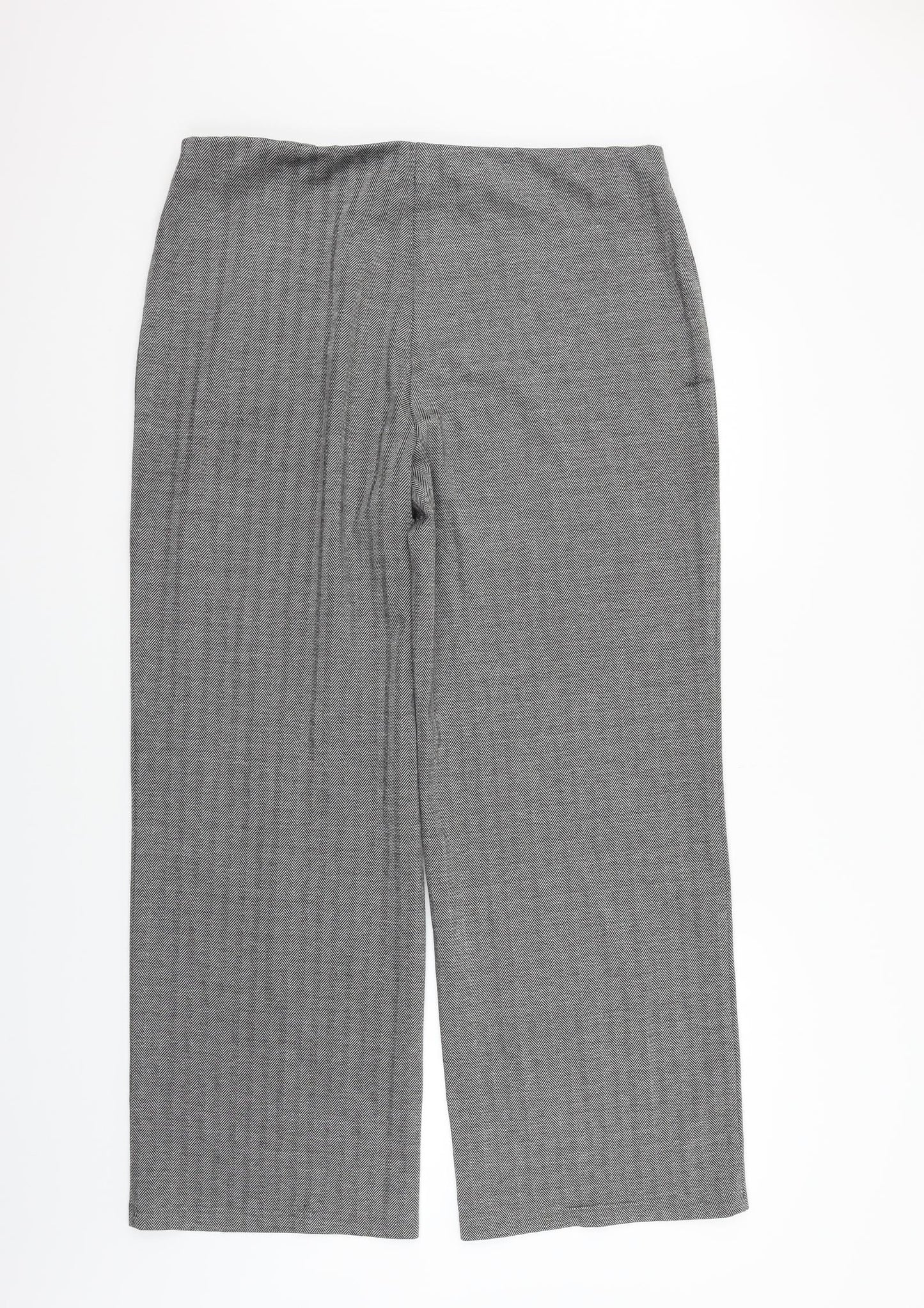 Marks and Spencer Womens Grey Geometric  Trousers  Size 18 L29 in
