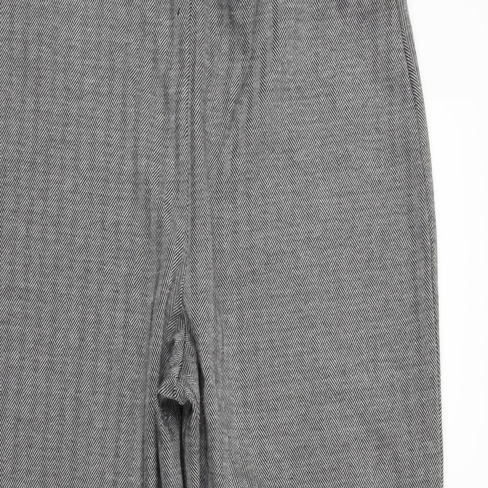 Marks and Spencer Womens Grey Geometric  Trousers  Size 18 L29 in