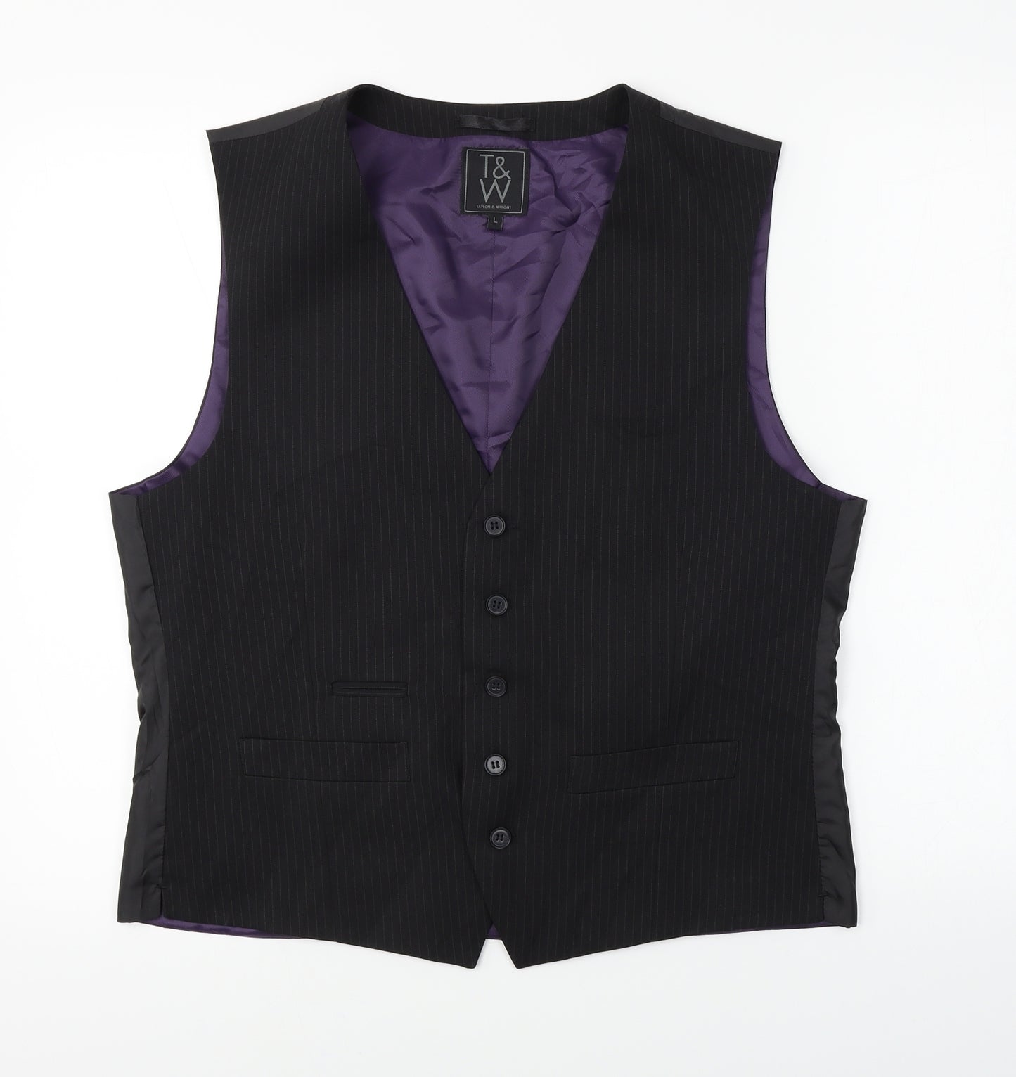 Taylor & Wright  Mens Black   Jacket Suit Waistcoat Size L