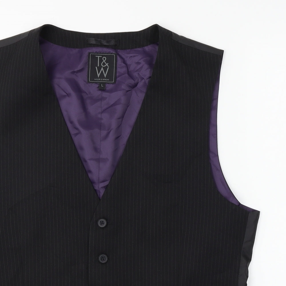 Taylor & Wright  Mens Black   Jacket Suit Waistcoat Size L