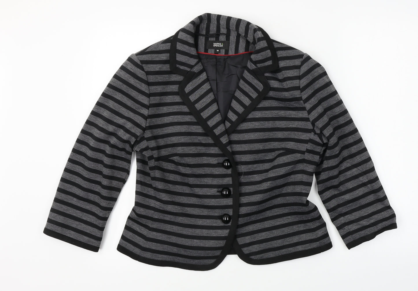 Marks and Spencer  Womens Grey Striped  Jacket Blazer Size 14