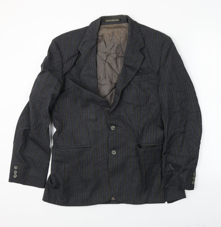 Preworn Mens Grey Striped Jacket Blazer Size 38