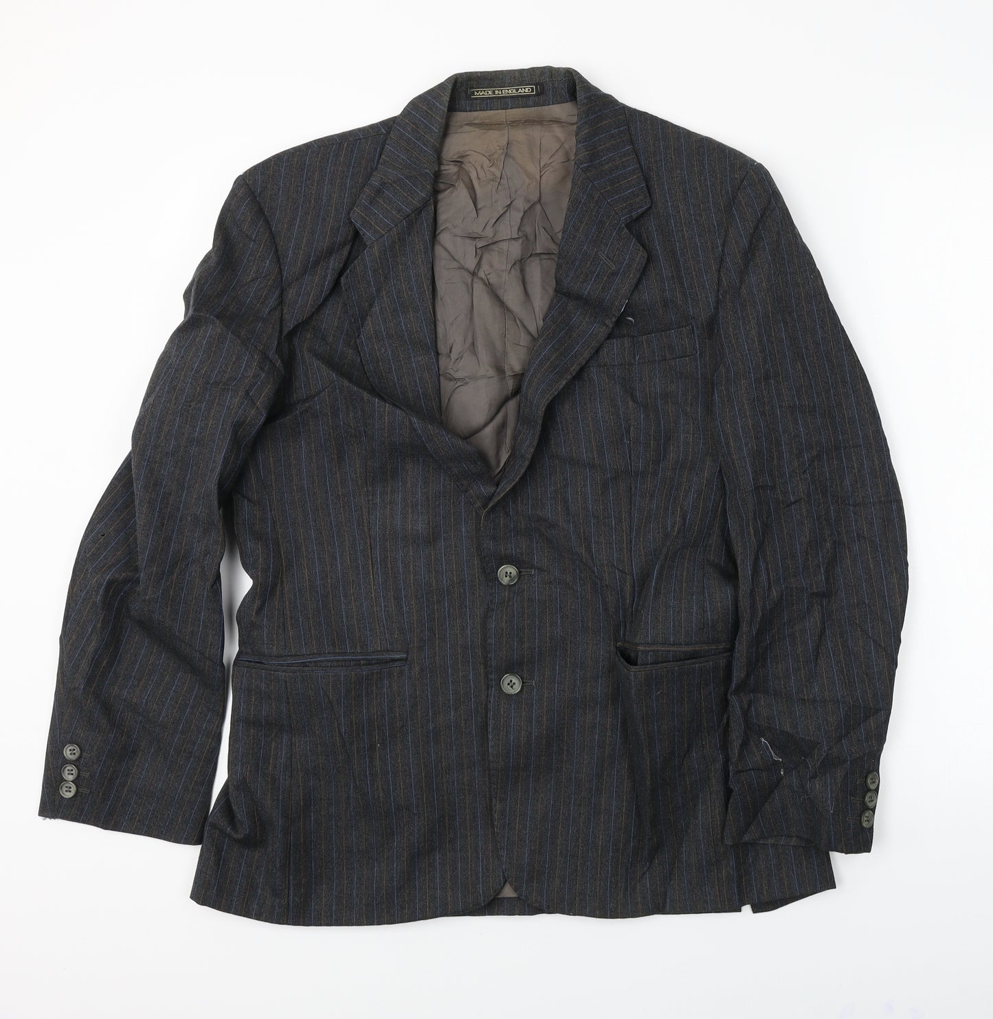 Preworn Mens Grey Striped  Jacket Blazer Size 38