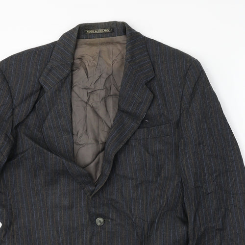 Preworn Mens Grey Striped  Jacket Blazer Size 38