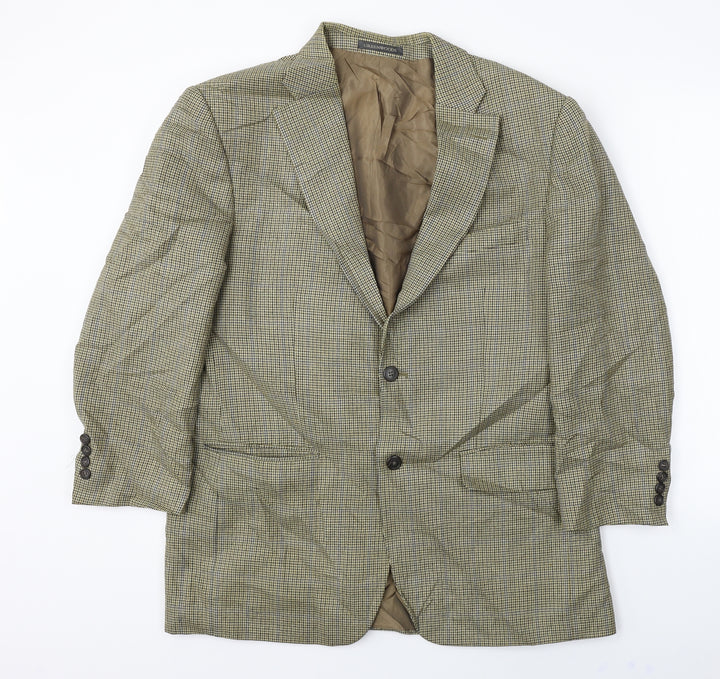 GREENWOODS Mens Brown Check Jacket Blazer Size 42