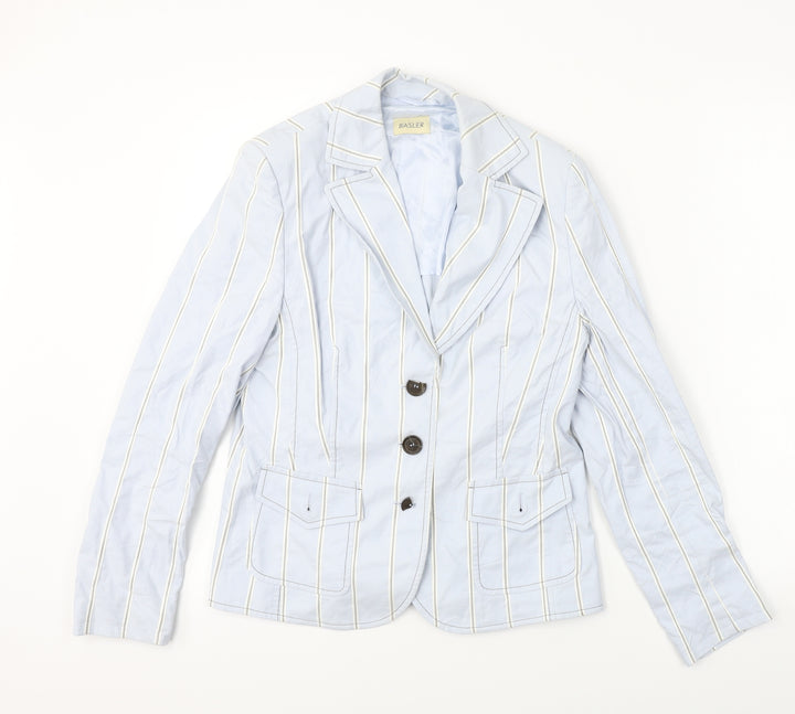 Basler  Womens Blue Striped  Jacket Blazer Size 10