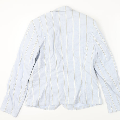 Basler  Womens Blue Striped  Jacket Blazer Size 10