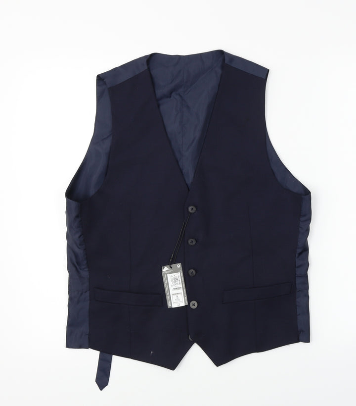 Marks and Spencer Mens Blue Jacket Suit Waistcoat Size S