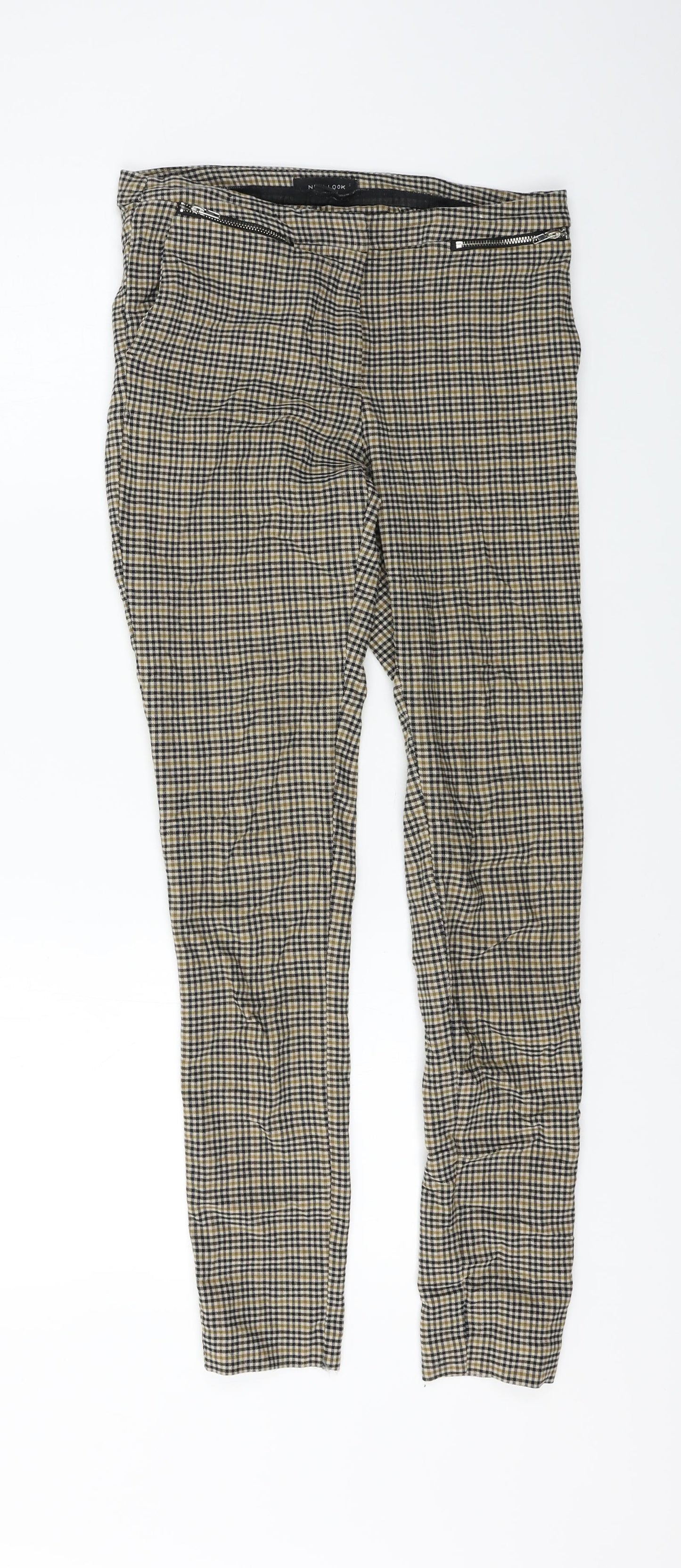 New Look  Womens Beige Check  Trousers  Size 8 L27 in