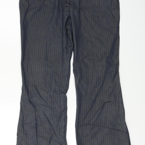 Wallis  Womens Grey Striped  Trousers  Size 14 L27 in