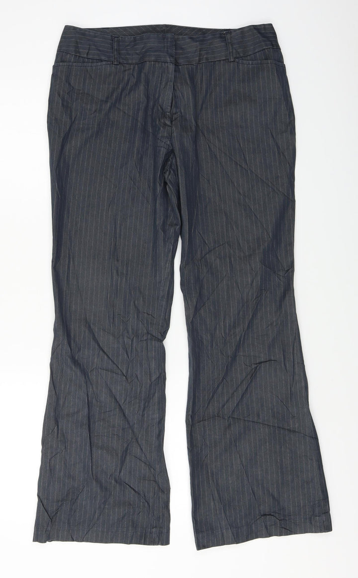 Wallis  Womens Grey Striped  Trousers  Size 14 L27 in
