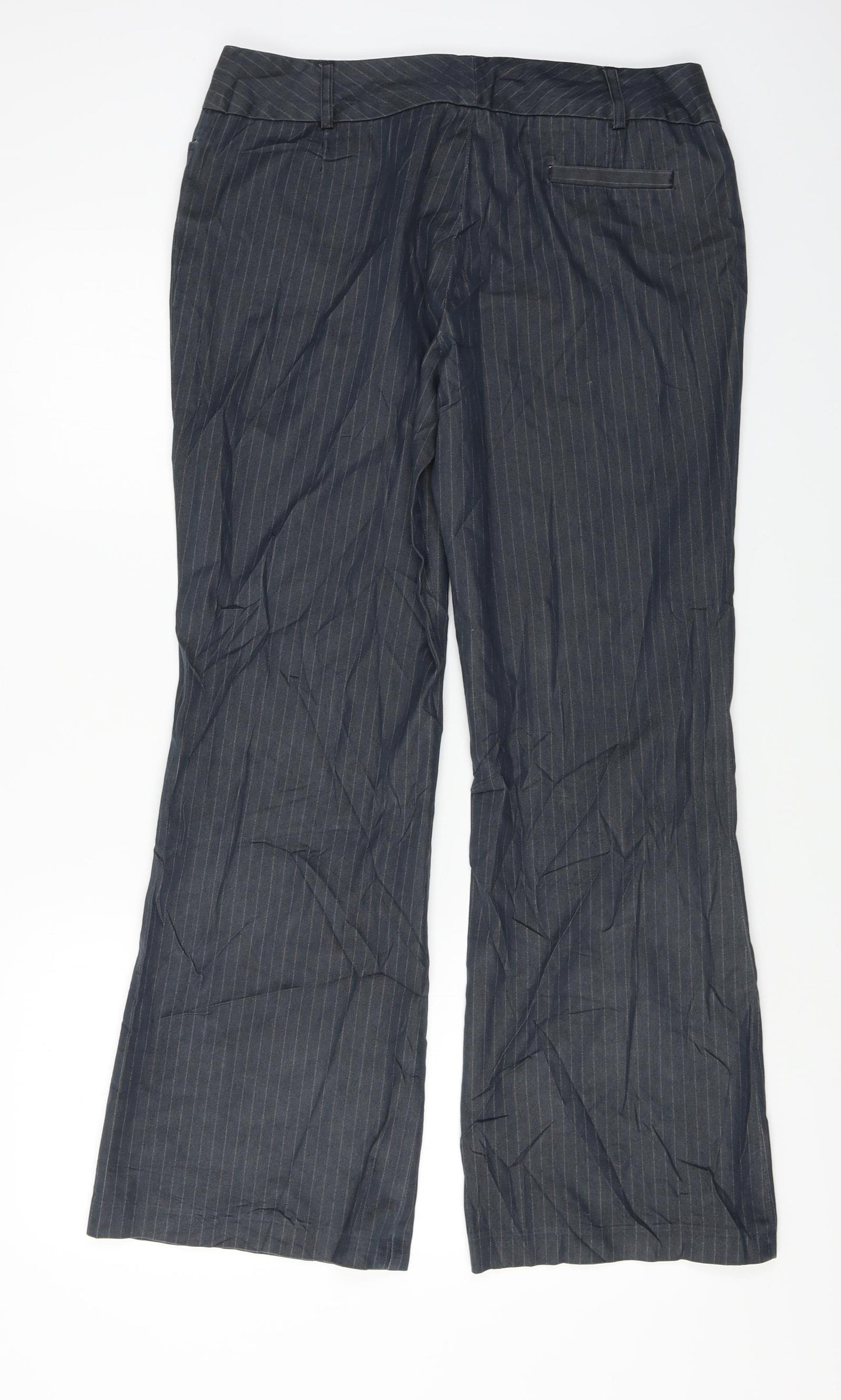 Wallis  Womens Grey Striped  Trousers  Size 14 L27 in