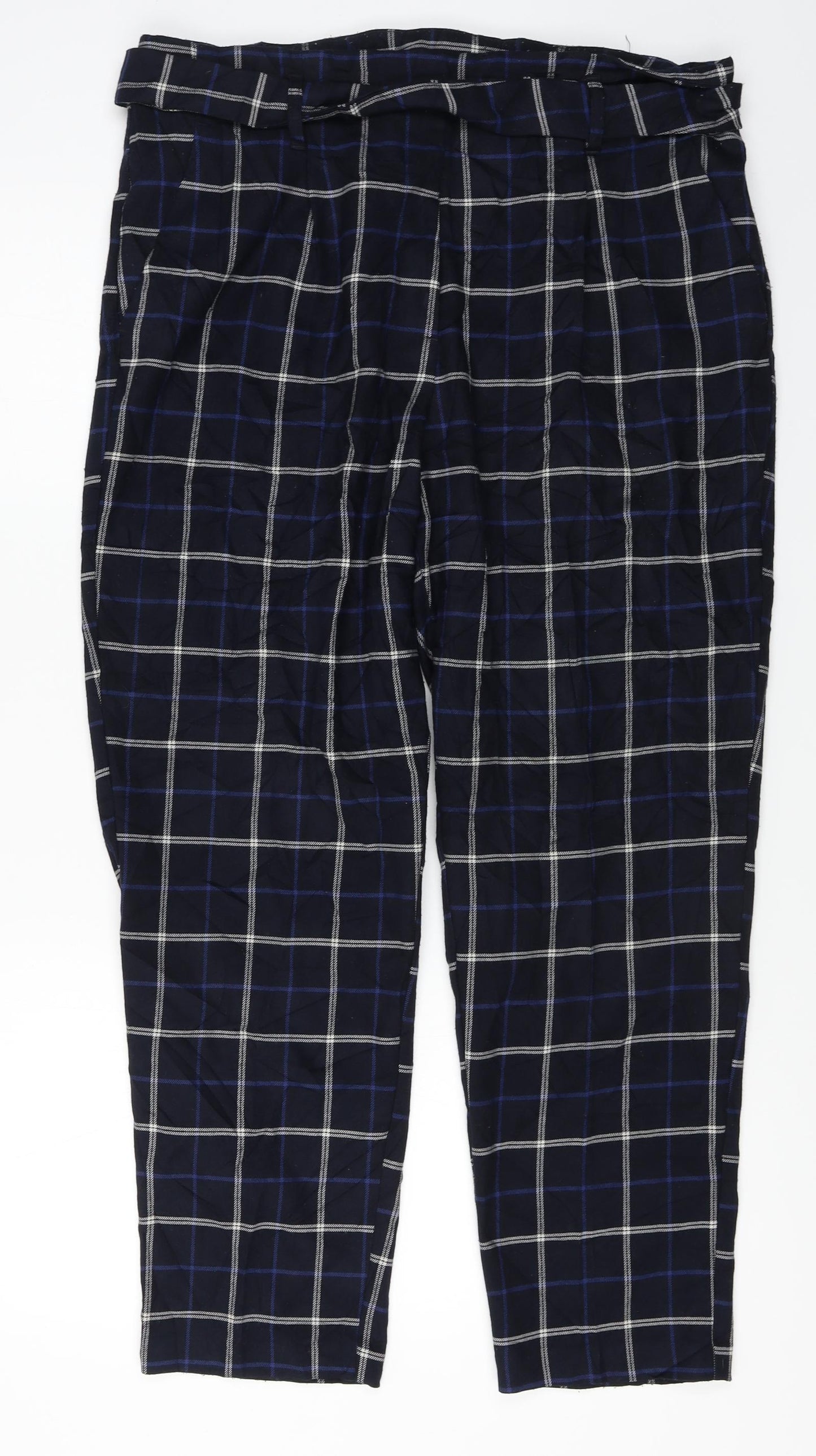 F&F  Womens Black Check  Trousers  Size 16 L25 in