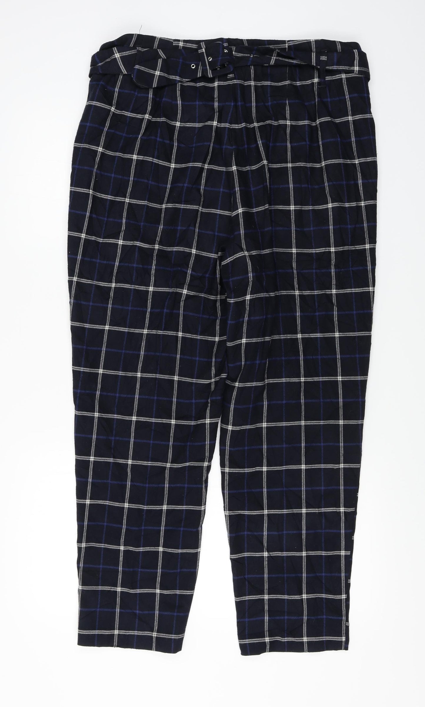F&F  Womens Black Check  Trousers  Size 16 L25 in