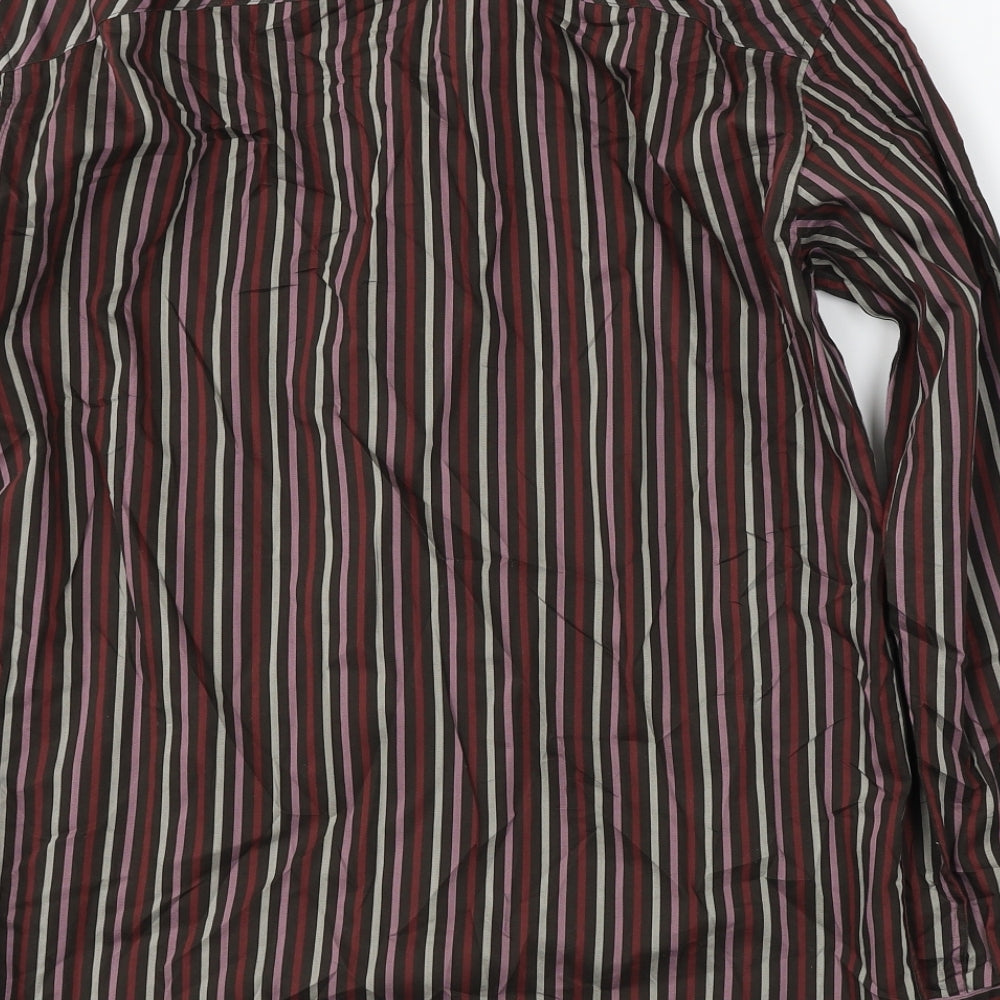Marks and Spencer Mens Brown Striped   Button-Up Size M