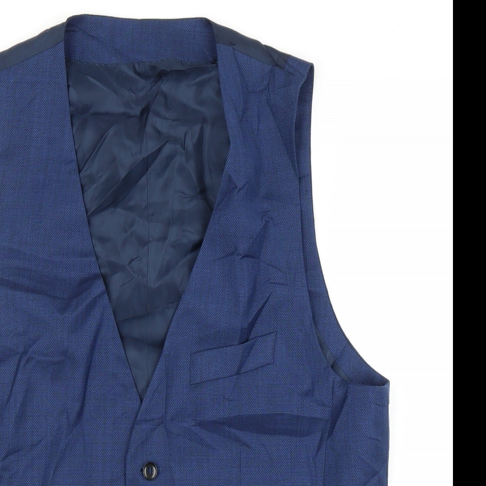 Preworn Mens Blue   Jacket Suit Waistcoat Size 38