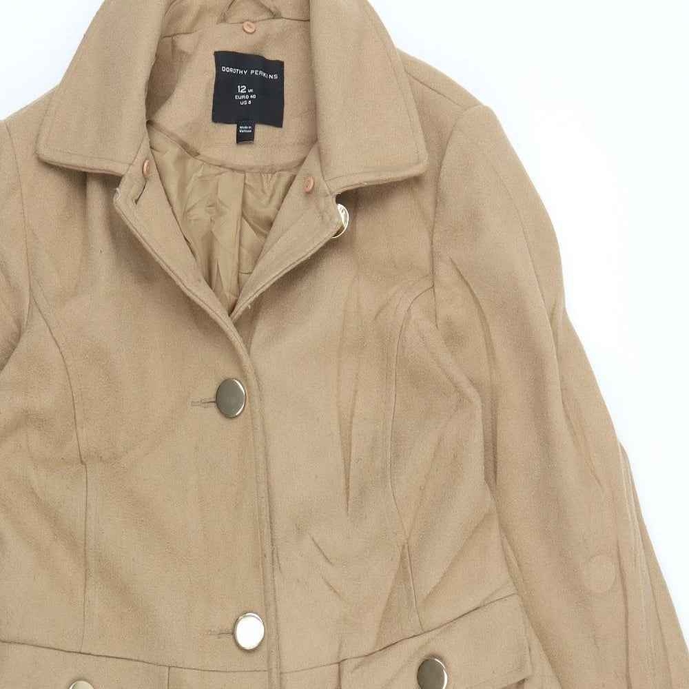 Dorothy Perkins Womens Beige   Overcoat Coat Size 12