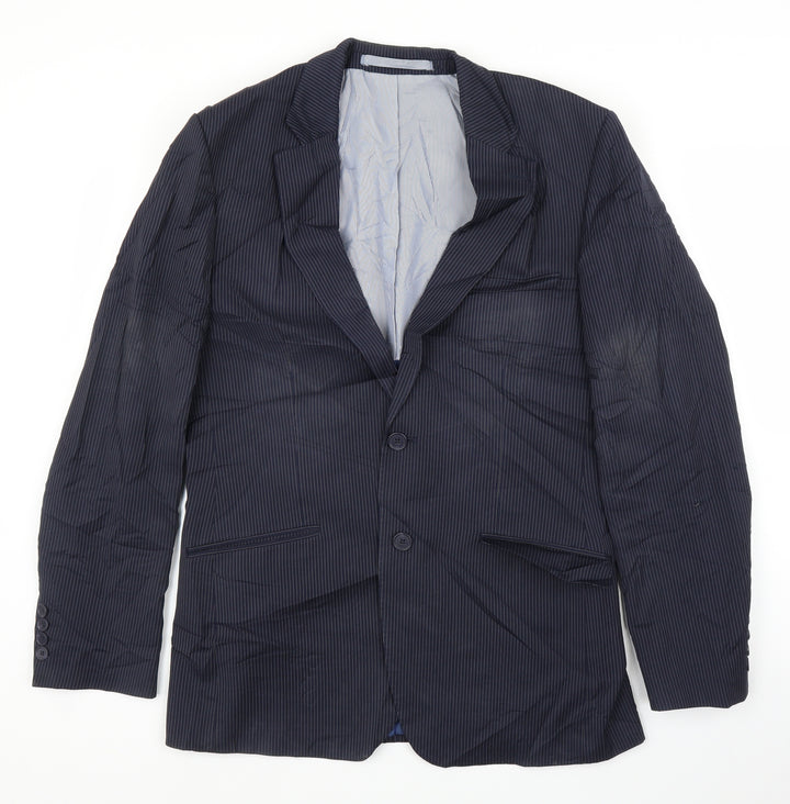 M&S Mens Blue Striped  Jacket Suit Jacket Size 38