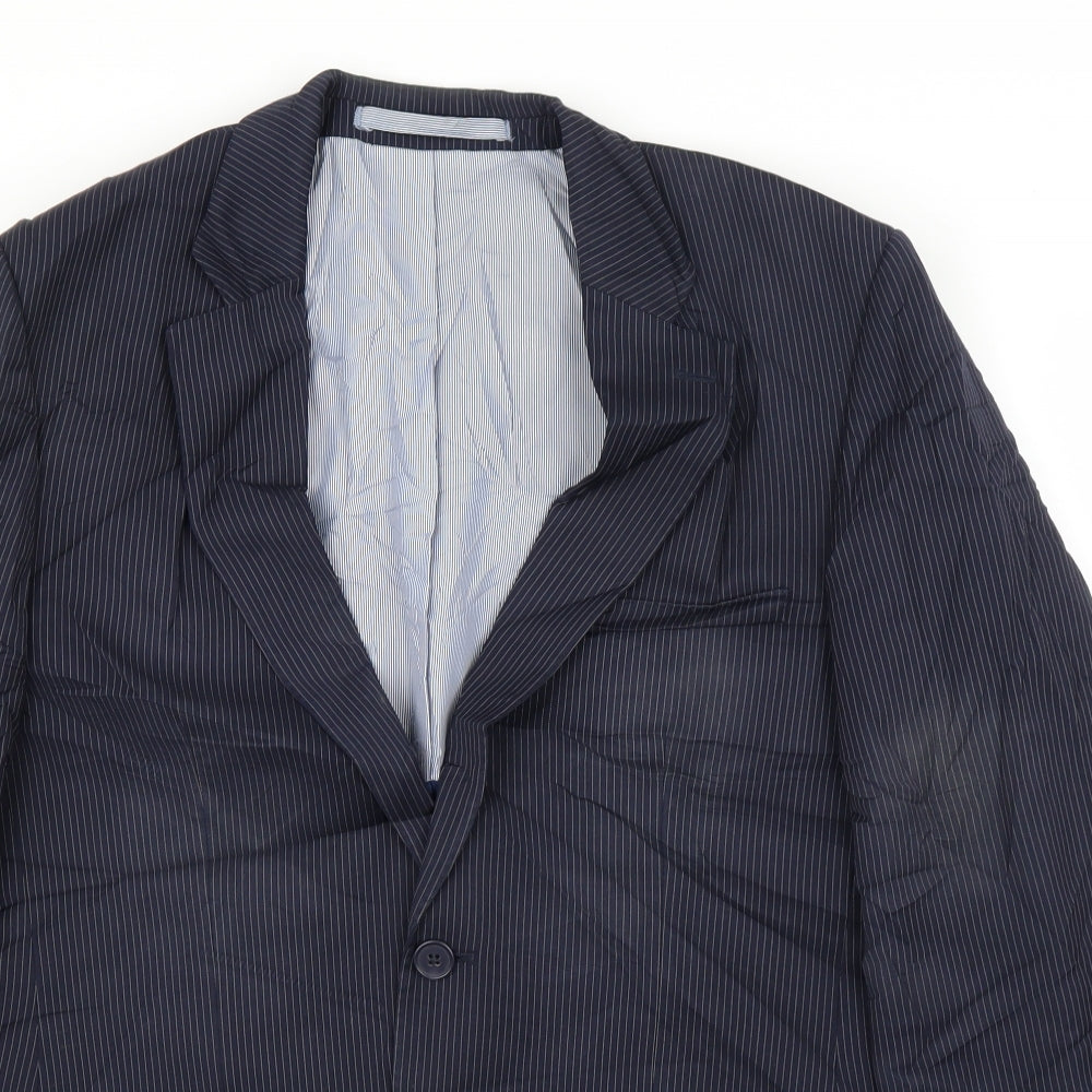 M&S Mens Blue Striped  Jacket Suit Jacket Size 38
