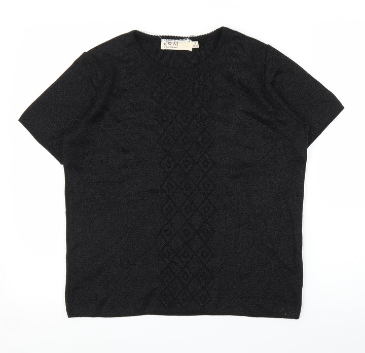 EWM Womens Black Basic T-Shirt Size 10