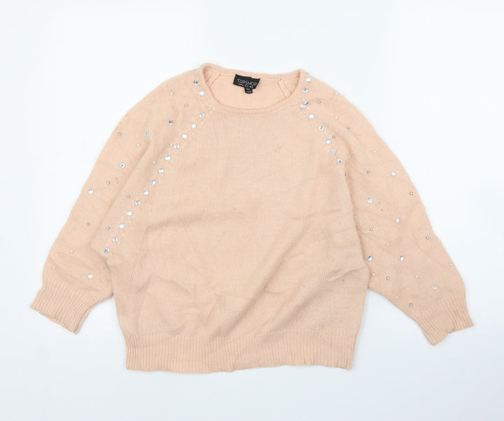 Topshop Womens Pink   Pullover Jumper Size 8  - Pearls