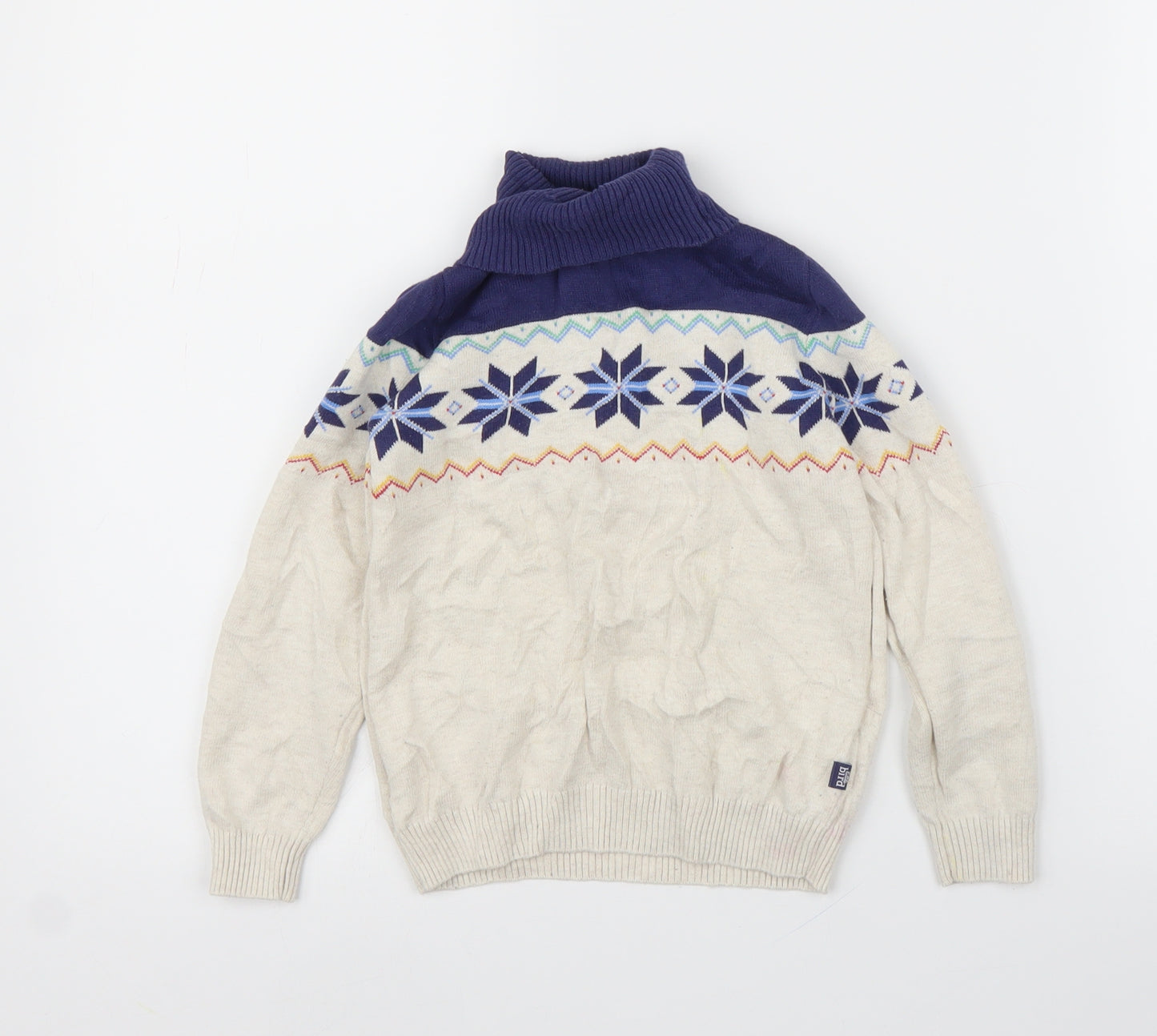 Little Bird Girls Beige Fair Isle  Pullover Jumper Size 4-5 Years